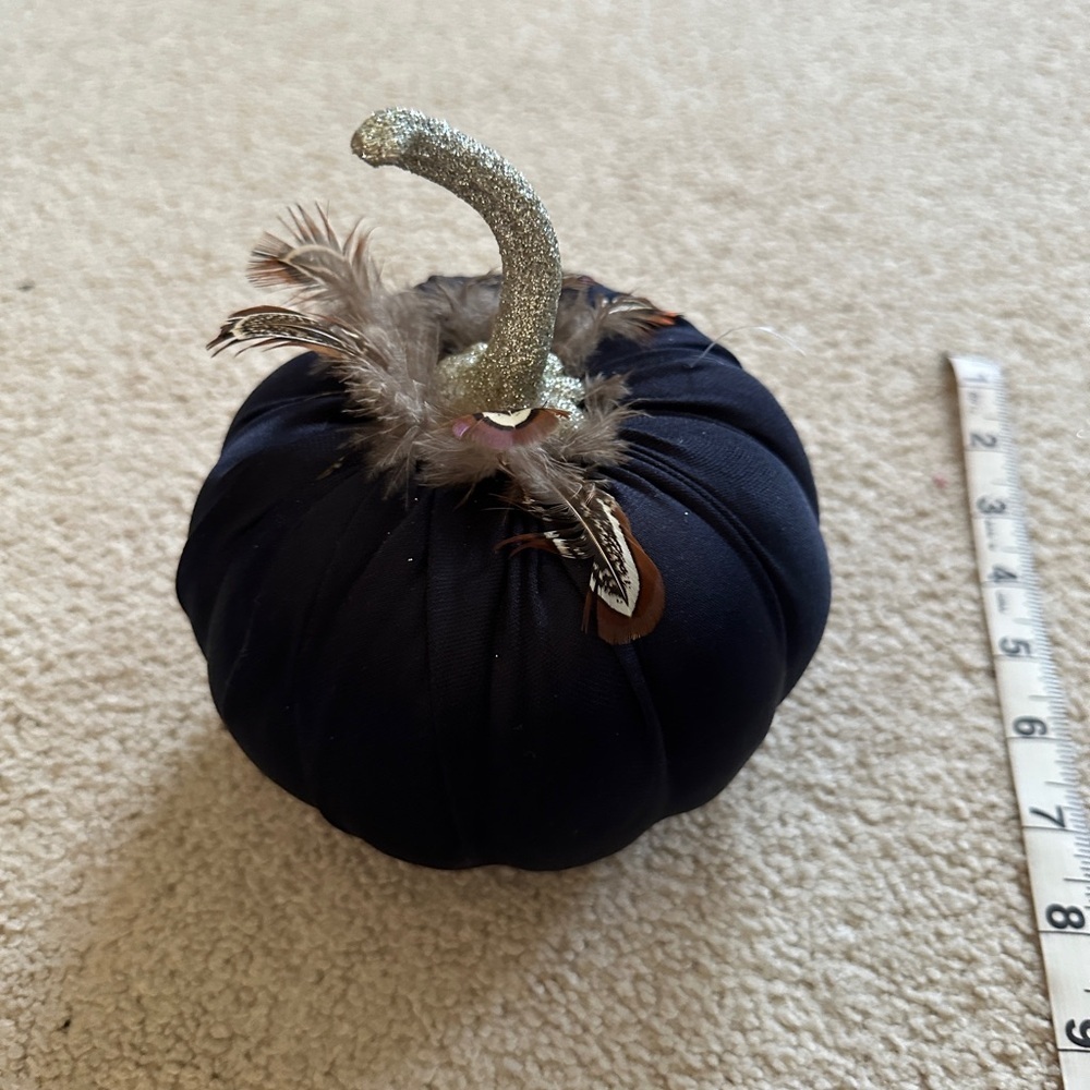 Decorative Black Pumpkin with Glitter Stem - Picture 3 of 4